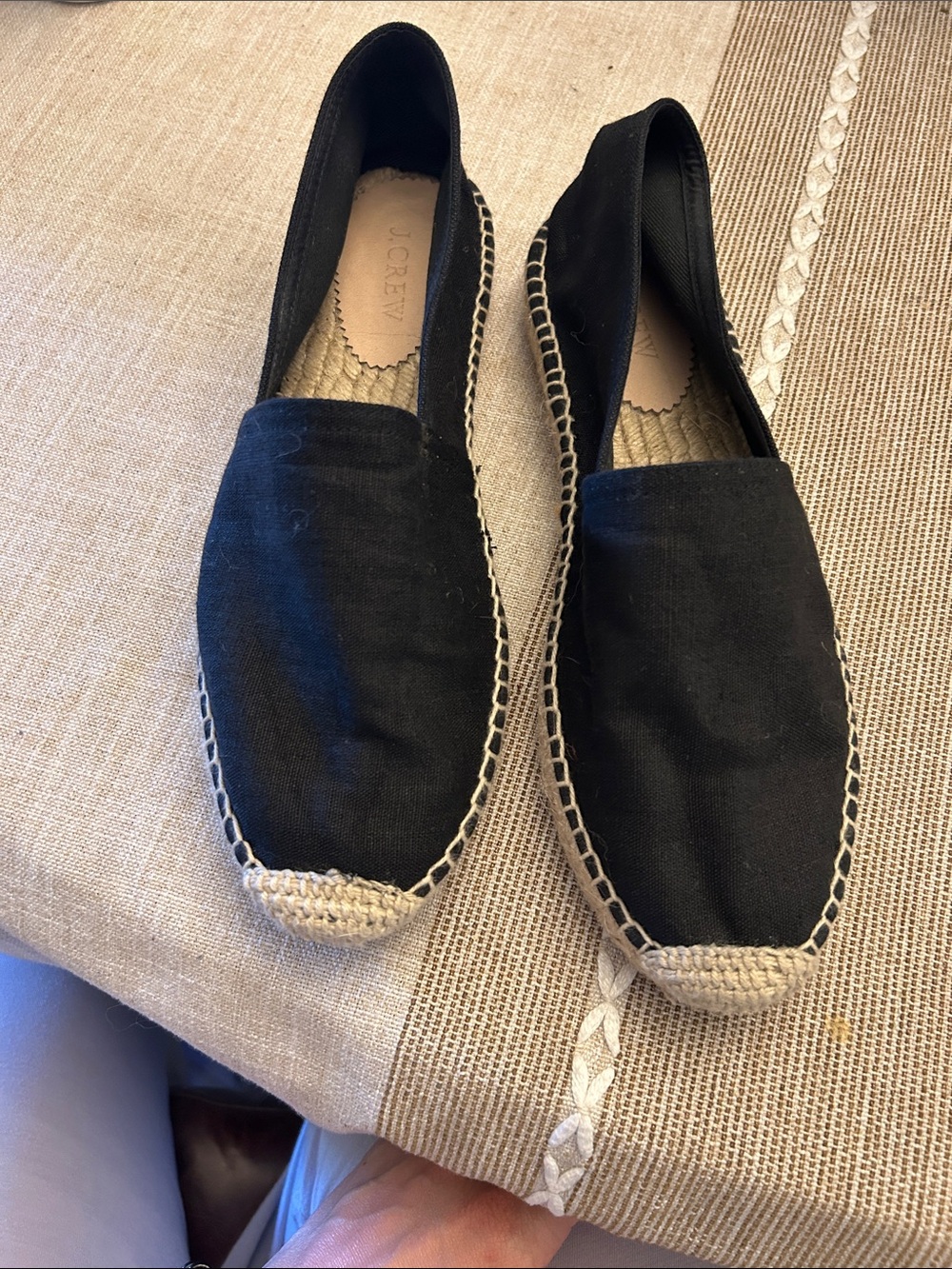 J. Crew Womens Shoes Made in Spain Espadrille Flats Black Size 9.5